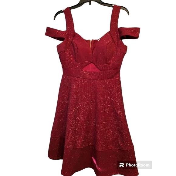 Honey and Rosie small dark red sparkle party dress - Picture 2 of 16